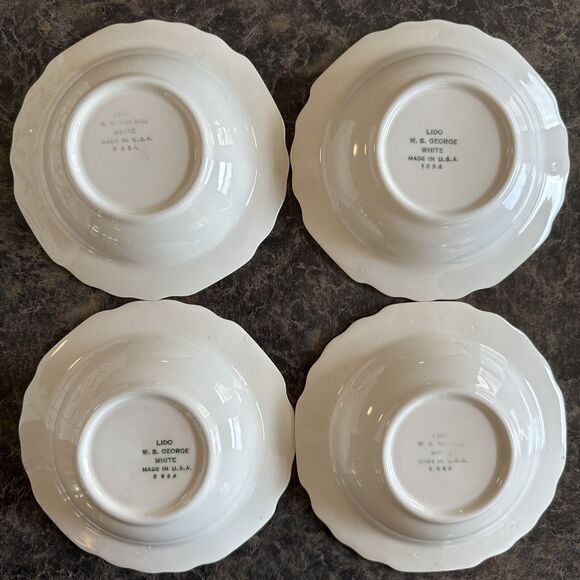 Set Of 4 W.S. George LIDO Berry Dessert Bowl USA 298A Pink Yellow Gold - Picture 6 of 10